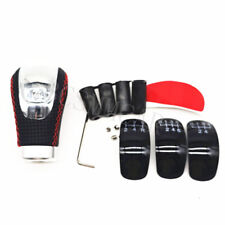 5/6 Speed 3 Cap Black PU Leather Car Manual Gear Shift Lever Shifter Stick Knob