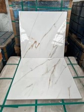 Job Lot 600x600mm White Marble Effect Gold Vein Gloss Porcelain Floor Wall Tile