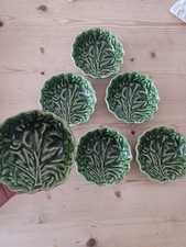 set of 6 vintage cabbage leaf bowl dips, desserts bordallo pinheiro style retro