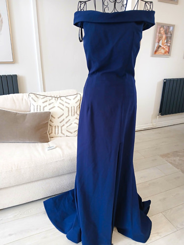 Sherri hill blue satin off - satin,
