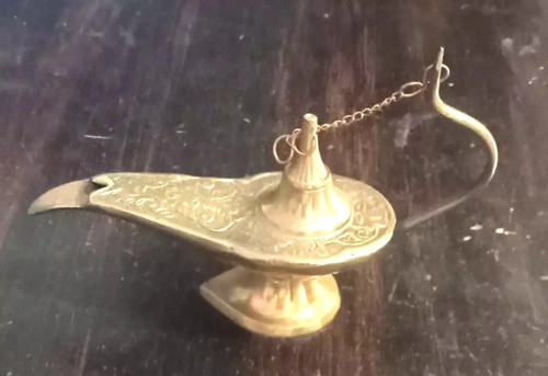 Aladdin genie oil lamp brass - lamp,