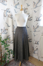 JAEGER Grey fleck Wool & Silk blend long A-line skirt size 10