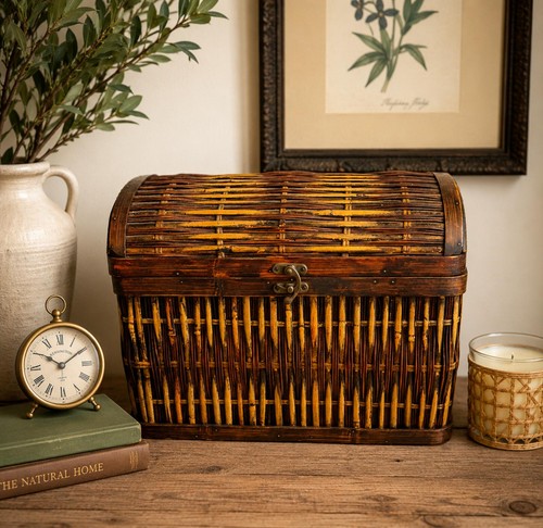 Vintage wicker storage chest - wicker,
