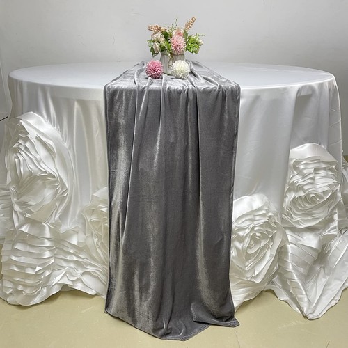 Grey velvet table runner - grey,