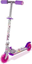 Ozbozz Kids Push Scooter with 2 Light Up Wheels - Unicorn Pink Purple Silver