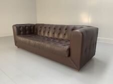 RRP £18,000 - David Linley "Yoxford" Chesterfield 3-Seat Sofa - In Brown Leather