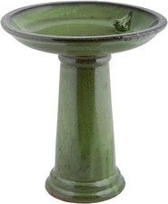 Ceramic Bird Bath Green 45cm