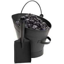 WATERLOO BUCKET & SHOVEL SET STEEL METAL BLACK FIRESIDE COAL ASH LOG SCUTTLE HOD