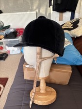 Stunning Navy Velvet Charles Owen Fiona Show/hunt Hat Flesh Harness 54-56 Vgc