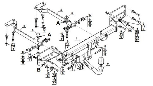 Swan neck tow bar for - swan,