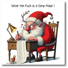 Christmas Card - Gimp Mask - Funny Rude Adult Humour Xmas Card - BW0017
