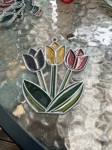Vintage tulip stained glass - tulip,