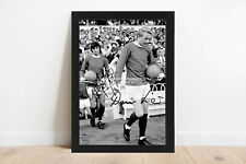 DENIS LAW GEORGE BEST SIGNED PHOTO PRINTED AUTOGRAPH MAN UTD MANCHESTER FRAMED