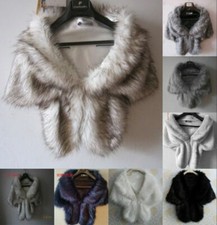 Faux Fur Shawl Warm Shawl Party Women Coat Jacket Wrap Bridal Bolero Shrug UK6-8