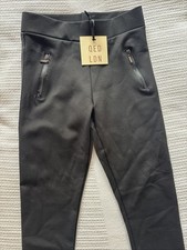 QED London Elasticated Black Leggings Size 8 Zip Pocket BNWT