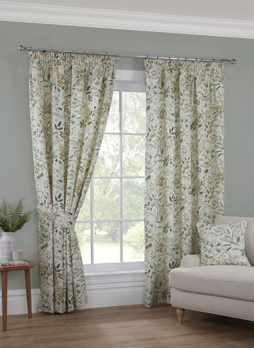Floral pencil pleat curtains - floral,
