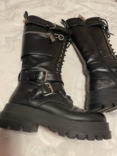 Zara Ladies Black Chunky Mid Calf Boots BNWOT Sz 6