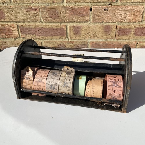 Vintage bus ticket rack with - bus,