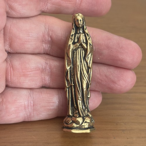 Brass virgin mary statuette - mary,