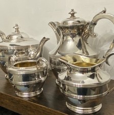 Antique James Dixon & Sons Of Sheffield Silver Plated 4 Piece Tea Set. VGC.