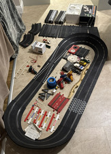 SCALEXTRIC BUNDLE - TRACK, CARS, LAP-COUNTER, POWERPACK, CONTROLLERS, BARRIERS