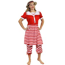 LADIES 1920S BATHER COSTUME VICTORIAN BATHING SUIT SWIMSUIT FANCY DRESS OUTFIT