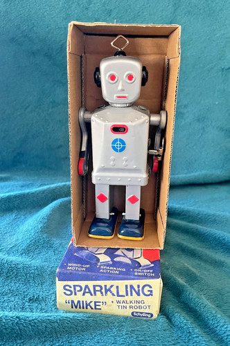 Sparkling mike tin robot - mike, retro
