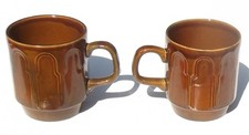 2 Biltons Stackable Mugs  Vintage Glazed Made in England Mid Century