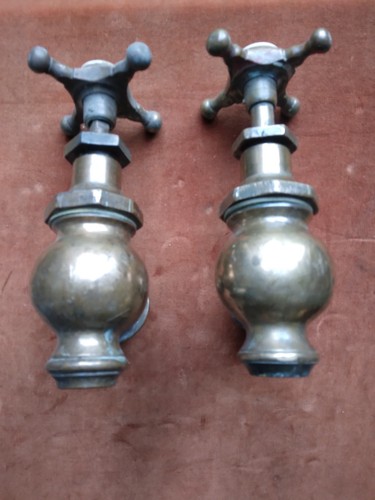 Pair large victorian brass - pair,