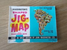 Waddington's Jig-Map Jigsaw No 424 - South America With Place Name Quiz Vintage 