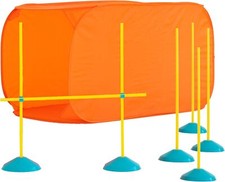 Outward Hound Indoor Dog Agility Starter Kit Tunnel Pole High Jump Obstacles,