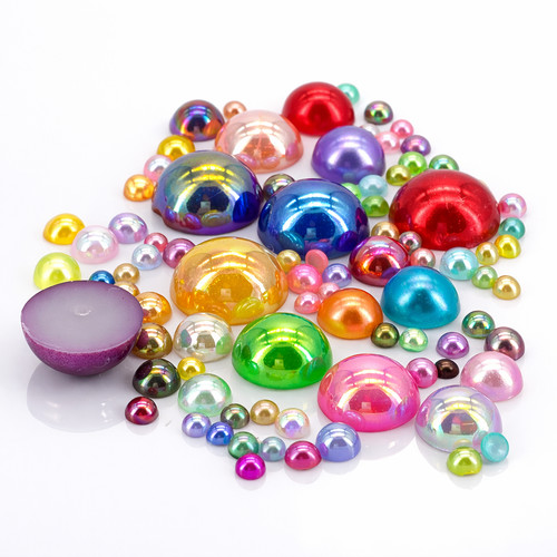 Flat back pearl rhinestones - flat,