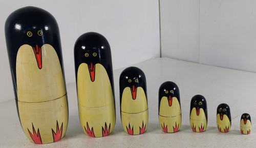 Vintage wooden penguin nesting - vintage,