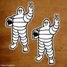 Michelin Man With Helmet Classic Stickers x2 with FREE POSTAGE.