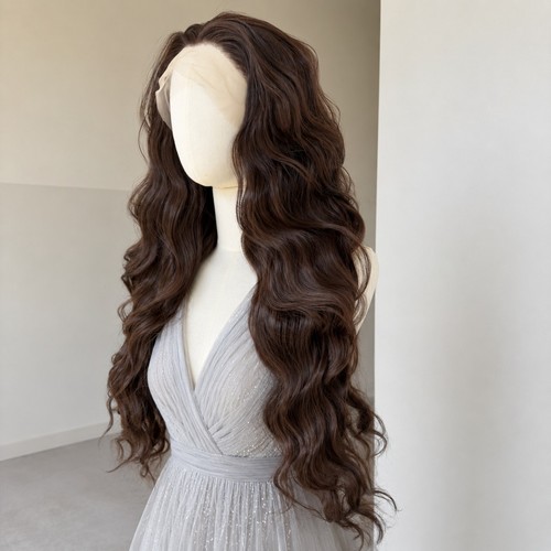 Lace frontal wig - lace, brown