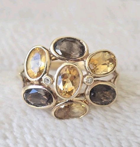 Citrine diamond ring - diamond, with