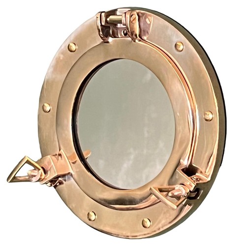 Brass porthole mirror - brass,
