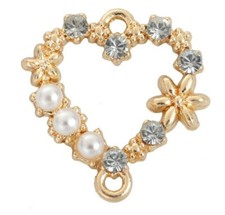 5 GOLD PLATED~RHINESTONE~PEARL