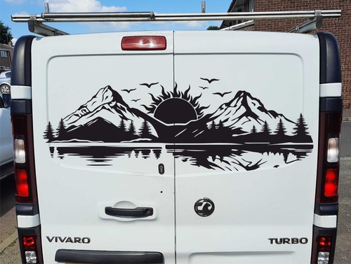Mountains sun car sticker - mountains,