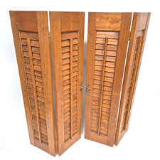 Wood Interior Louver Plantation Window Shutters 28" Tall x 28" Wide Vintage