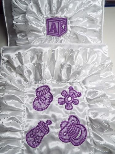 Dolls bear pram purple - purple, motif