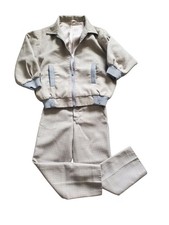 Vintage Boys’ 2-Piece Outfit – Light Gray Zip Jacket & Pants Set – Soviet Era...