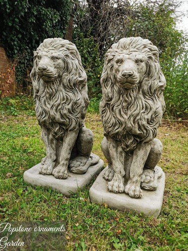 Pair large proud lions - pair, of