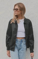  Women'sBlack Faux Leather Bomber Jacket by cupshe Size  m  .see pictures  BNWT