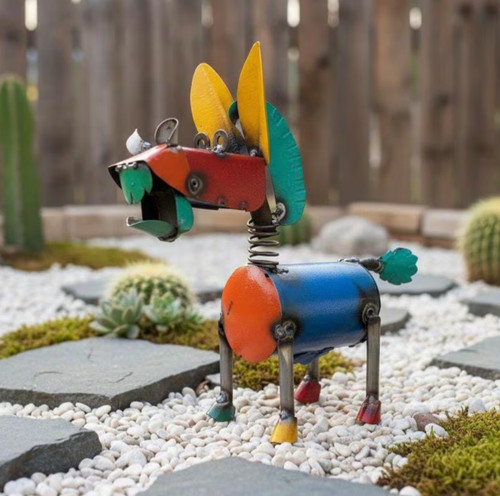 Colorful metal donkey statue - donkey,