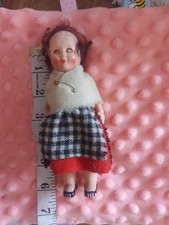 Vintage rosebud Welsh Costume Doll Hard Plastic Open & Close Eyes Souvenir 