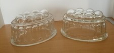 2 x Vintage Glass Oval Jelly