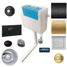 Cable Concealed Dual Flush WC Toilet Cistern 3/6L Front Access +Black Button 
