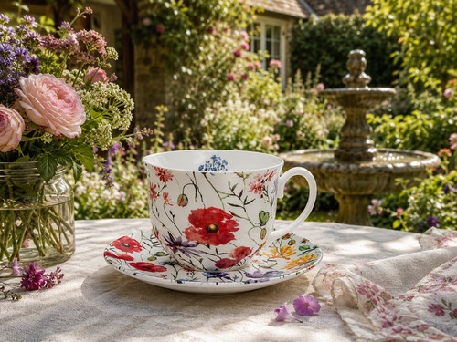 Wildflowers meadow cup saucer - wildflowers,