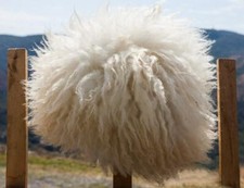 Shaggy sheepskin fur hat. White or Black.
